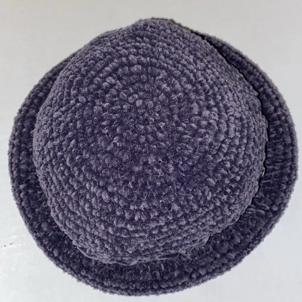 Outbrook VTG Chenille Knit Violet Bucket Hat with Rolled Brim Size OS